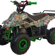 Load image into Gallery viewer, Camouflage pattern all-terrain vehicle with green accents and rugged tires.