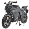 Load image into Gallery viewer, Black sport motorcycle with sleek design and aerodynamic fairings on a white background, showcasing modern engineering and style.