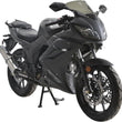 Load image into Gallery viewer, Black sports motorcycle with aerodynamic design and sleek bodywork on a white background.