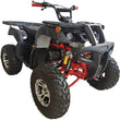 Load image into Gallery viewer, Powerful black and red ATV quad bike with off-road tires and front suspension system.