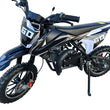 Load image into Gallery viewer, Black mini dirt bike with rugged tires and the number 60 on the front and side panels, featuring a sleek design and side stand.