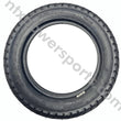 Load image into Gallery viewer, Black tubeless scooter tire with visible tread pattern and pressure specifications.