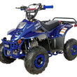 Load image into Gallery viewer, Blue 110cc ATV with rugged tires and handlebars, featuring "Supermach" branding and side view of the vehicle.