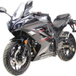 Load image into Gallery viewer, Sport motorcycle with sleek black design, 250 EFI engine, and aerodynamic fairing, side view.