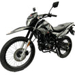 Load image into Gallery viewer, Black dual-sport motorcycle with knobby tires and sleek design on a white background.