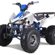 Load image into Gallery viewer, Blue and white Tao Motor ATV with knobby off-road tires and rugged design.