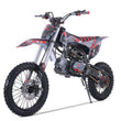 Load image into Gallery viewer, Off-road dirt bike with red and black graphics on a white background, featuring knobby tires and a visible engine.