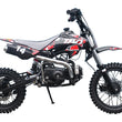 Load image into Gallery viewer, Black and red Tao dirt bike with number 14 on side, designed for off-road adventures.