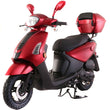 Load image into Gallery viewer, Red electric scooter with storage box on white background.