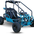 Load image into Gallery viewer, Blue off-road go-kart with roll cage and two black seats designed for outdoor adventure.