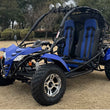 Load image into Gallery viewer, Off-road blue dune buggy with two seats parked on grass with trees in the background.