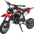 Load image into Gallery viewer, Red and black GB Moto mini dirt bike with knobby tires and sleek design.