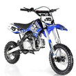 Load image into Gallery viewer, Blue RFZ X15 dirt bike with knobby tires and sports graphics, shown on a white background.