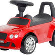 Load image into Gallery viewer, Red toy ride-on car for kids with Bentley logo and black handle, featuring a sleek design and shiny wheels.