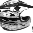 Load image into Gallery viewer, Motorcycle helmet with black and silver flame design, featuring visor and Hard Head Helmets logo.
