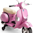 Load image into Gallery viewer, Pink vintage-style Vespa scooter with cream seat and chrome mirrors, isolated on white background.