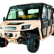 Load image into Gallery viewer, All-terrain utility vehicle with rugged tires and protective metal body, featuring a winch on the front bumper and spacious interior.