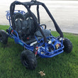 Load image into Gallery viewer, Blue off-road go-kart with black seating, parked on grassy area.
