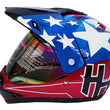 Load image into Gallery viewer, Patriotic motorcycle helmet with American flag design featuring bold stars and stripes on a glossy surface.