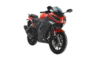 HHH 125cc Motorcycle with Manual Transmission for Adults Youth LED Lights and 17” Wheels-Red