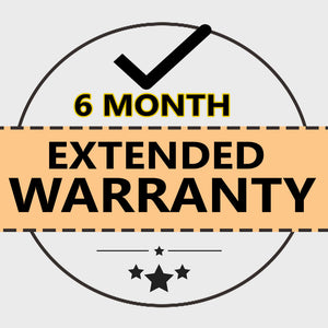 6-month extended warranty badge with checkmark and star symbols.