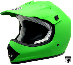 HHH DOT Youth & Kids Helmet for Dirtbike ATV w/VISOR-Matte-Green-USA