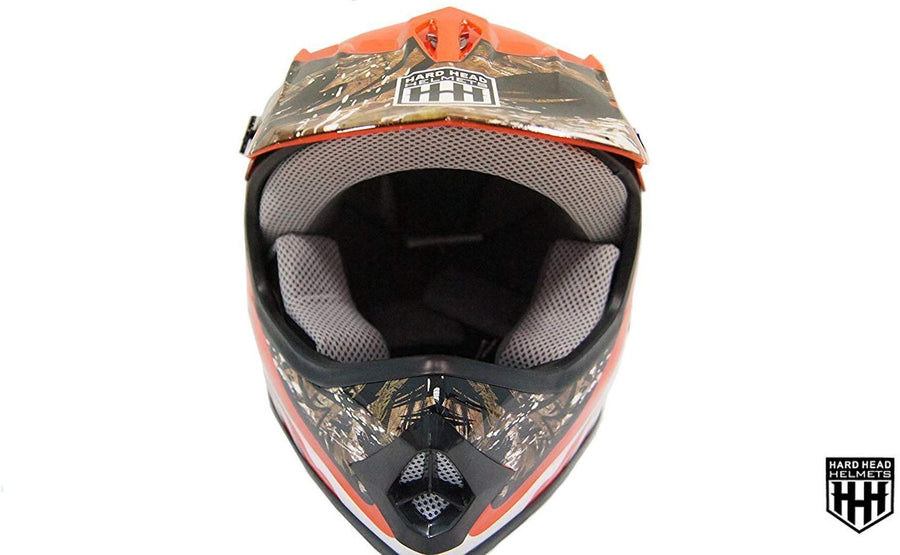 HHH DOT Youth & Kids Helmet for Dirtbike ATV w/VISOR-Orange-Camo-USA