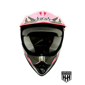 HHH DOT Youth & Kids Helmet for Dirtbike ATV w/VISOR-Pink-Stripe-USA