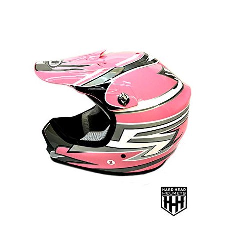 HHH DOT Youth & Kids Helmet for Dirtbike ATV w/VISOR-Pink-Stripe-USA