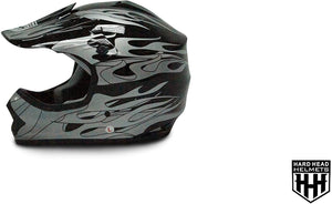 HHH DOT Youth & Kids Helmet for Dirtbike ATV w/VISOR-Black-Flame-USA