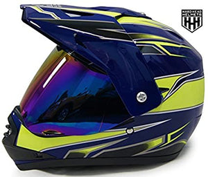 anime yellow blue motorcycle helmet Youth ATV/Dirt Bike Helmet – Yellow