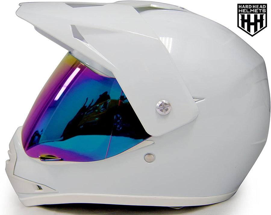 HHH DOT Youth & Kids Helmet for Dirtbike ATVs with VISOR-WHITE-USA
