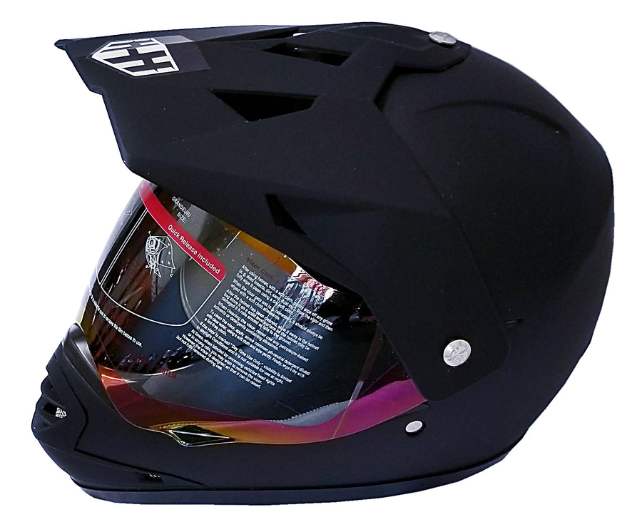 HHH DOT Youth & Kids Helmet for Dirtbike ATV with VISOR-Black-USA