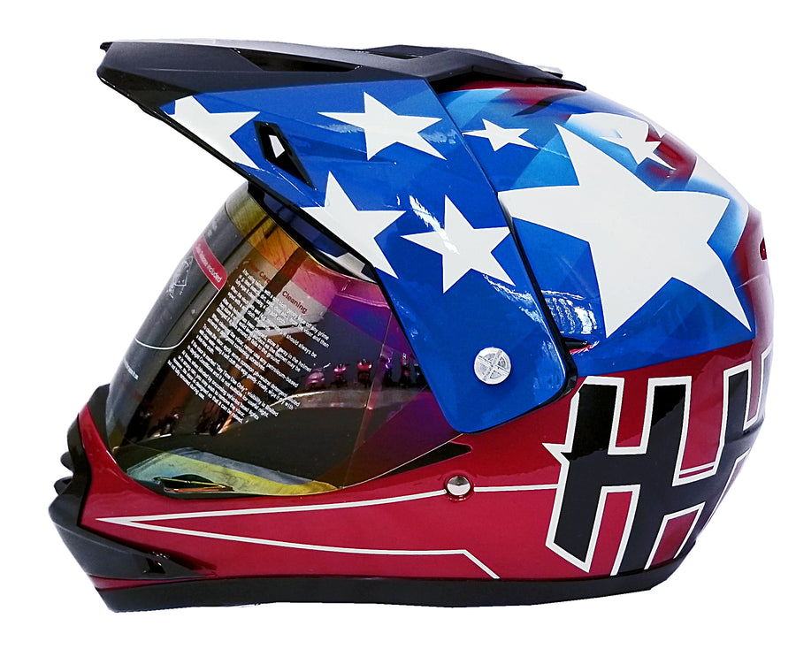 bike helmet patriotic HHH DOT Youth & Kids Helmet for Dirtbike ATV with VISOR-RED-USA
