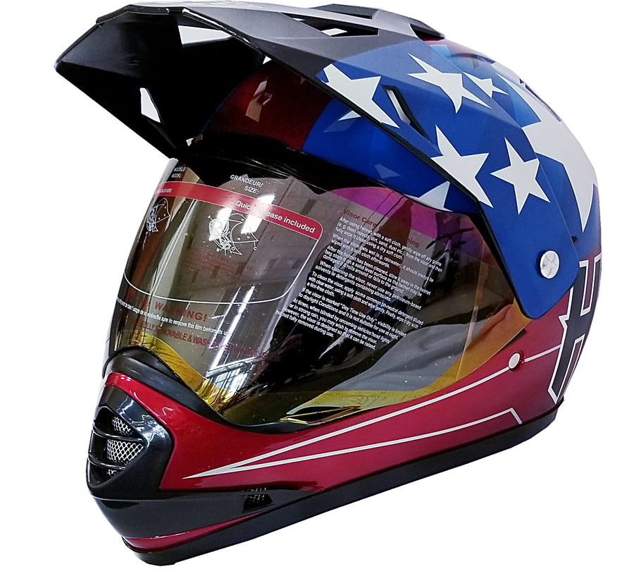 HHH DOT Youth & Kids Helmet for Dirtbike ATV with VISOR-RED-USA
